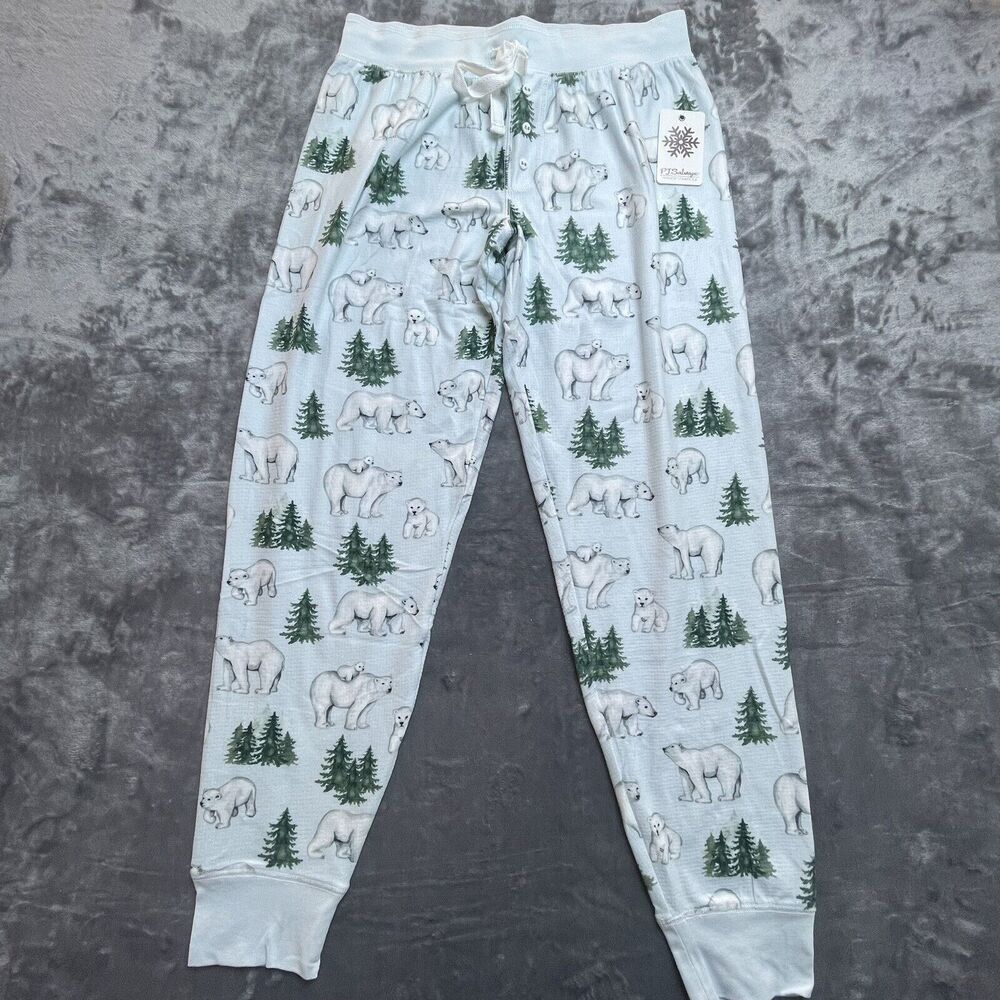 PJ Salvage Pants Womens Small Polar Bears Trees Blue Cute‎ Joggers Soft Cozy